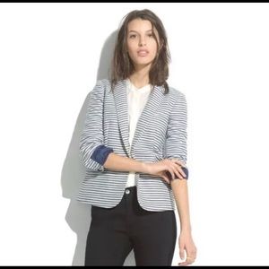 Madewell Sz 0 Blue & white Striped Linen Blazer